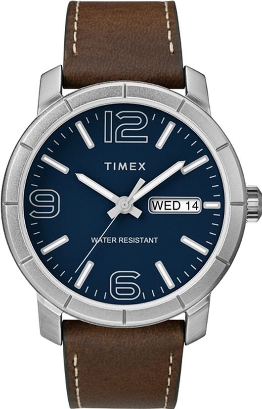 Men's Timex Mod 44 Blue Dial Brown Band Watch TW2R64200 TW2R642009J