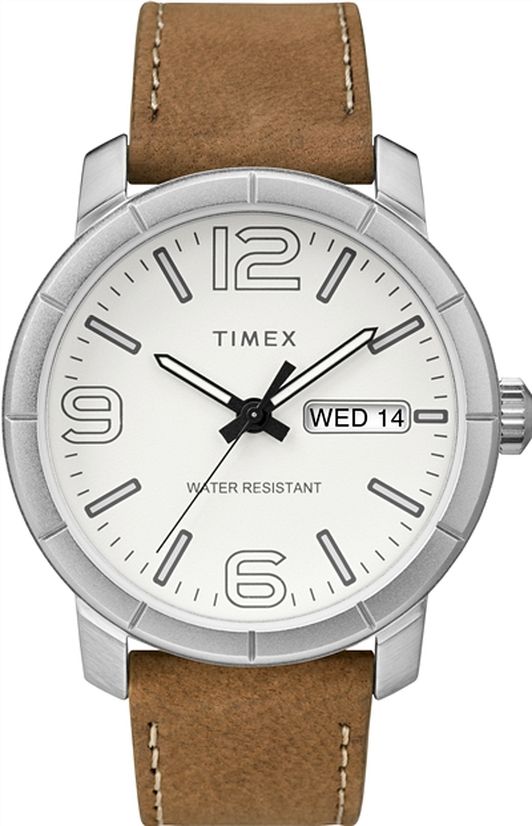 Men's Timex Mod 44 White Dial Brown Band Watch TW2R64100