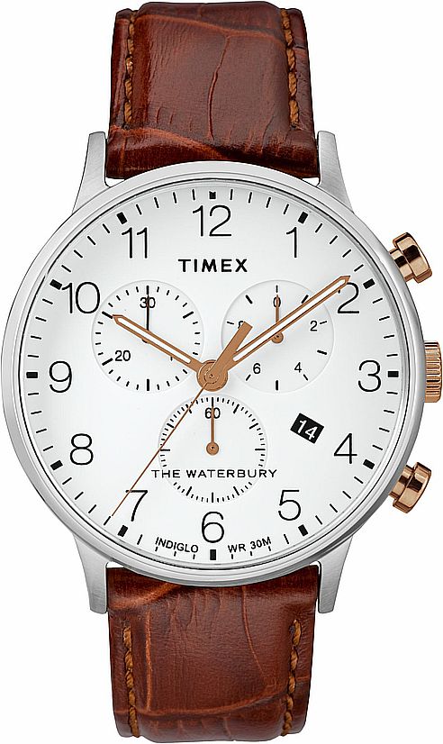 Men's Timex The Waterbury Chronograph Leather Strap Watch TW2R72100