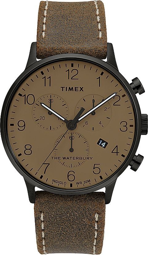 Men's Timex Waterbury Brown Chronograph Stainless Steel Watch