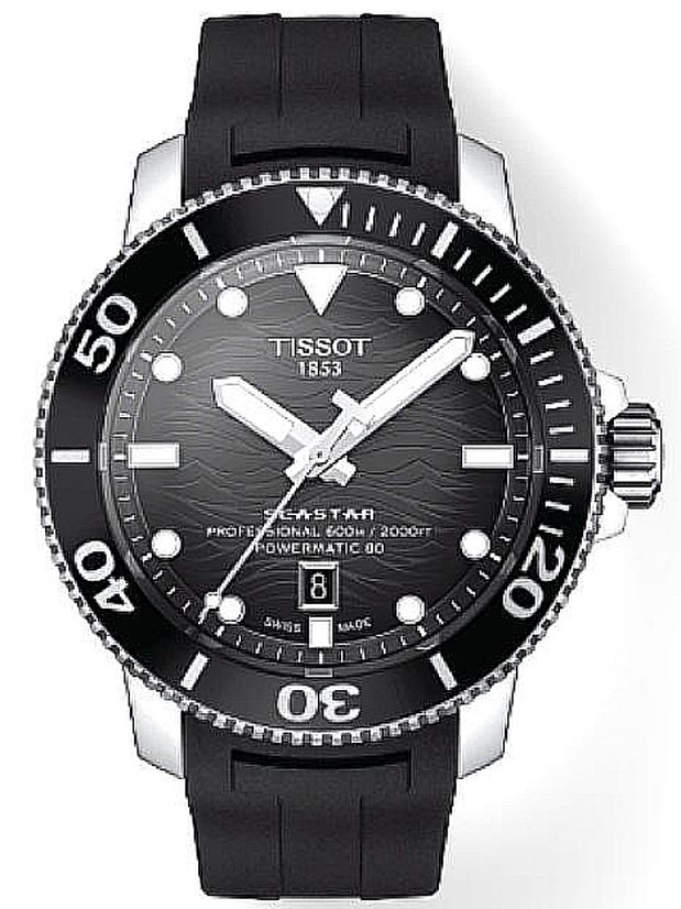 Men's Tissot Seastar 2000 Powermatic 80 Automatic Diver's Watch T1206071744100
