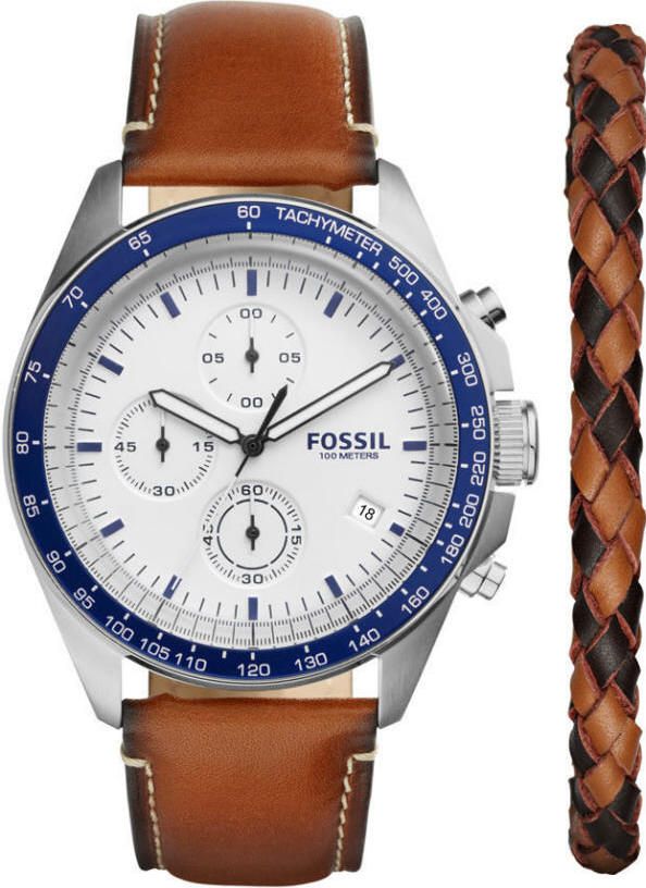 Mens Fossil Sport 54 Leather Watch & Bracelet Box Set CH3090SET
