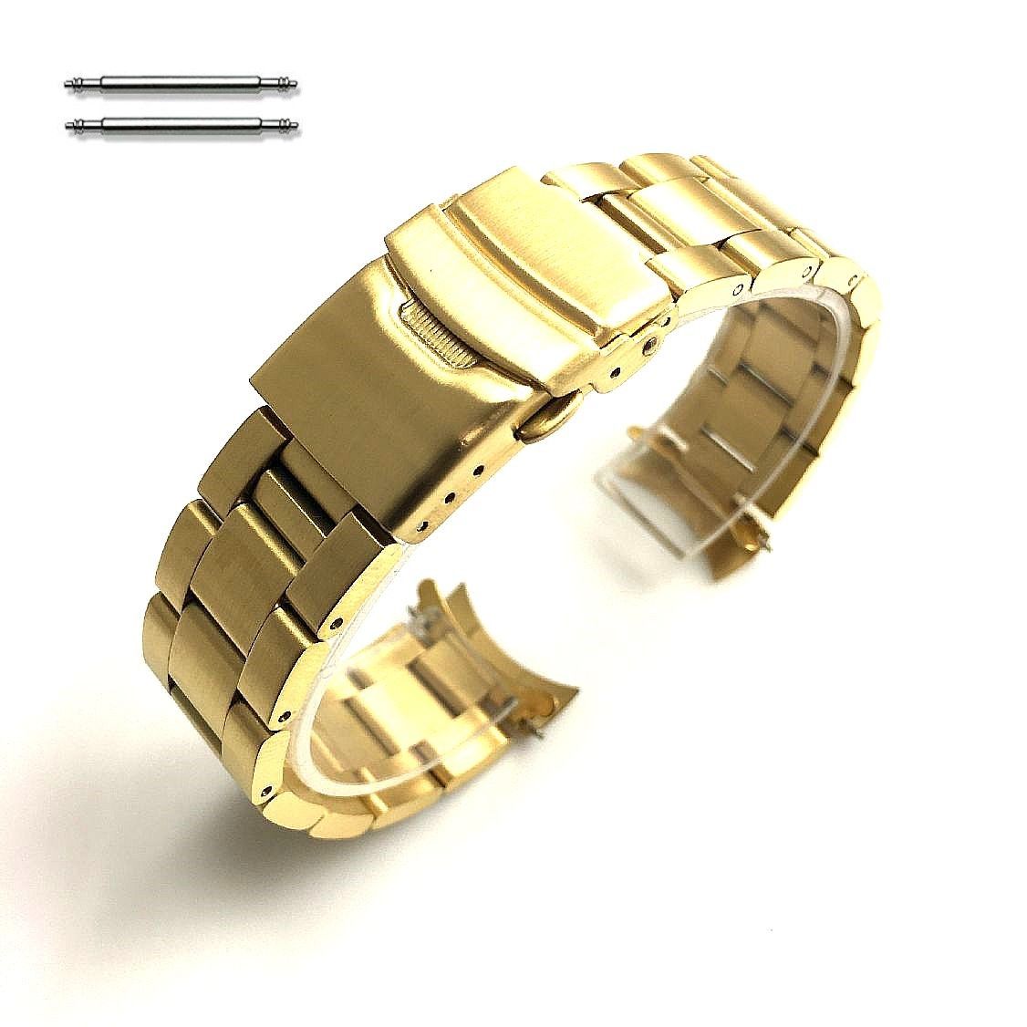 Michael Kors Compatible Gold Tone Metal Stainless Steel Oyster Style Replacement Curved End Watch Band #7017