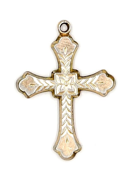 10K Rose Gold Plated Older Cross Charm