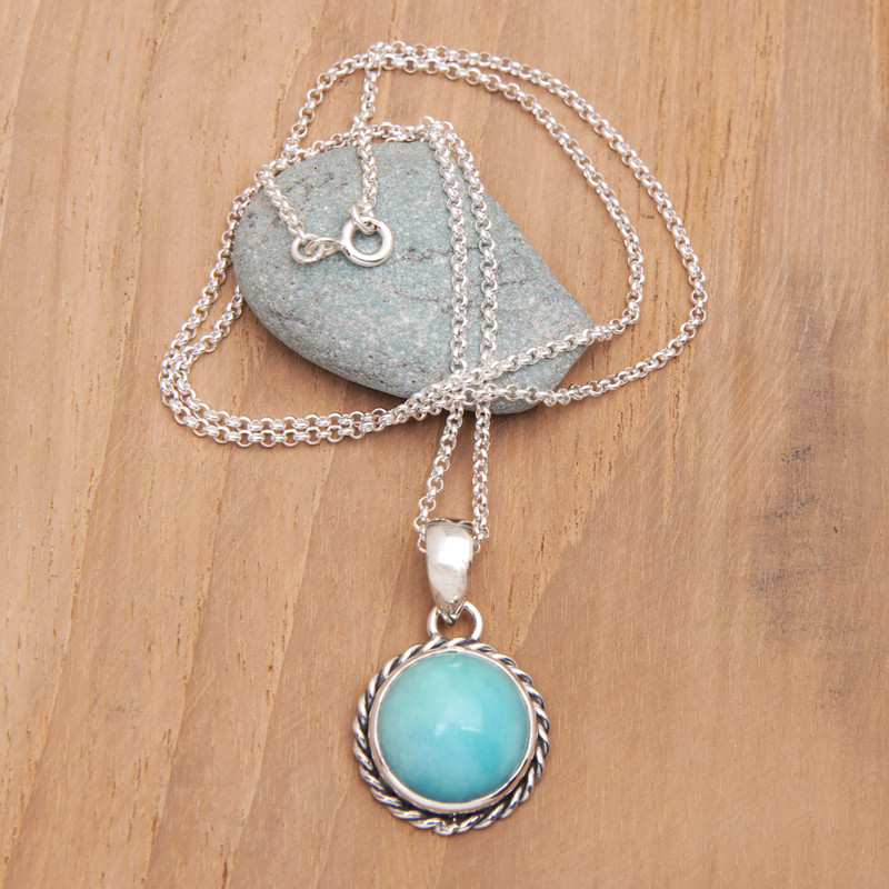p432363_2_800.jpg Sterling Silver Pendant Necklace with Amazonite Cabochon, "Successful Destiny"