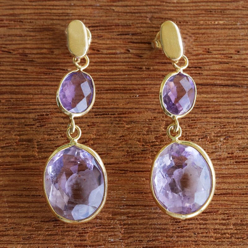 Ten Carat Amethyst Earrings, "Brilliant Revelation"