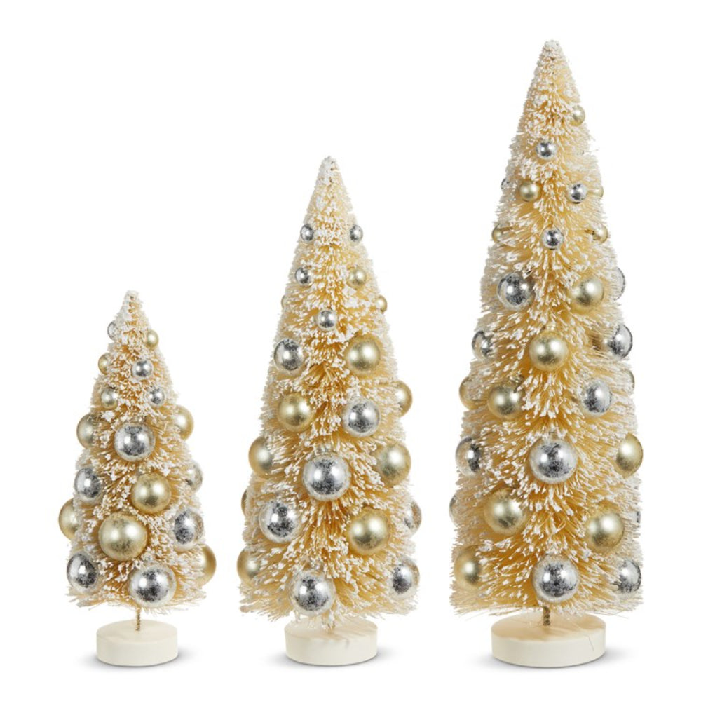 Raz Imports Snowy Bottle Brush Trees With Ornaments
