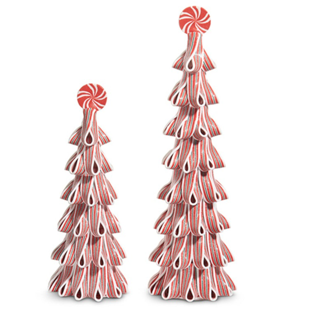 Raz Imports Red and White Ribbon Candy Trees