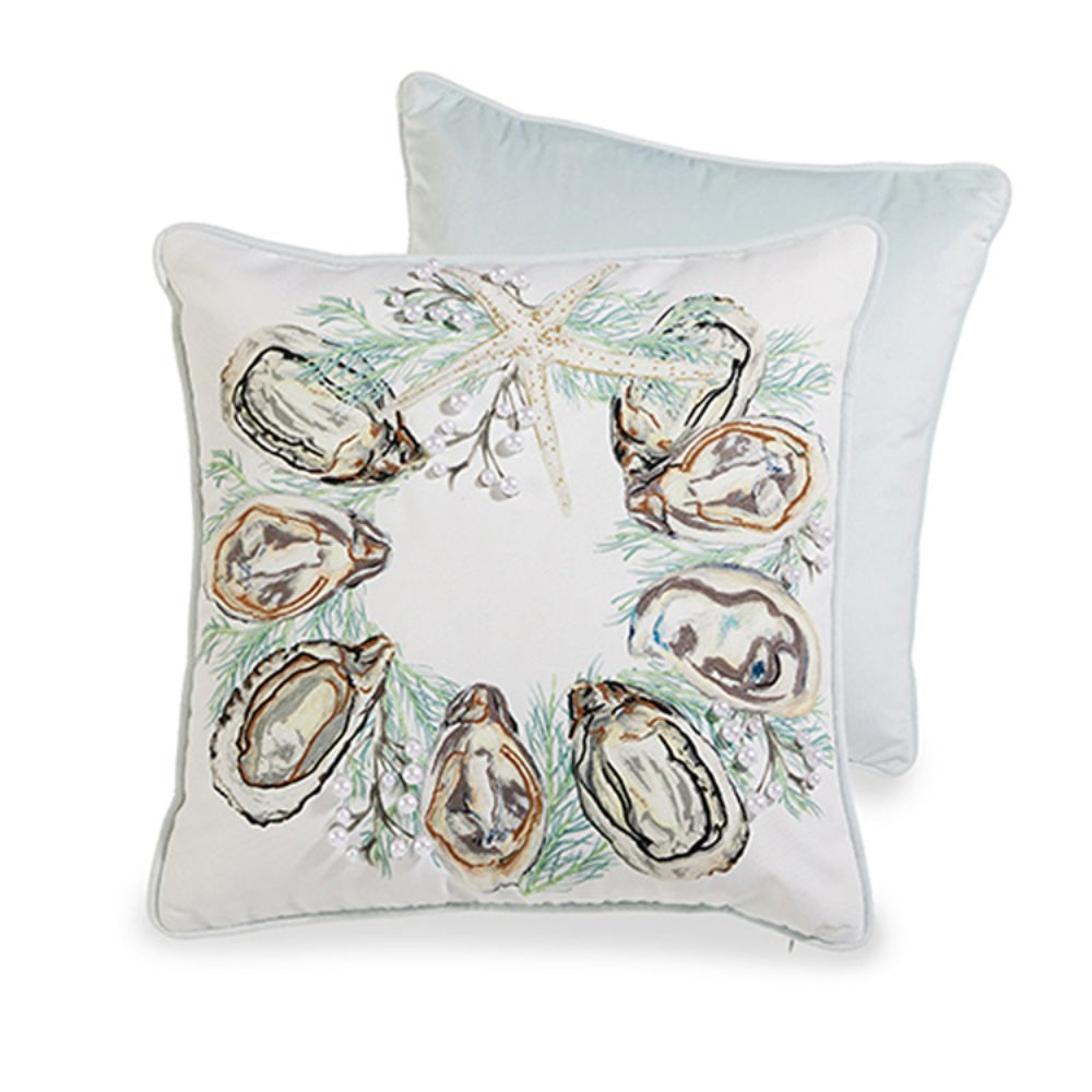 Raz Imports 18" Seascape Oyster Wreath Pillow