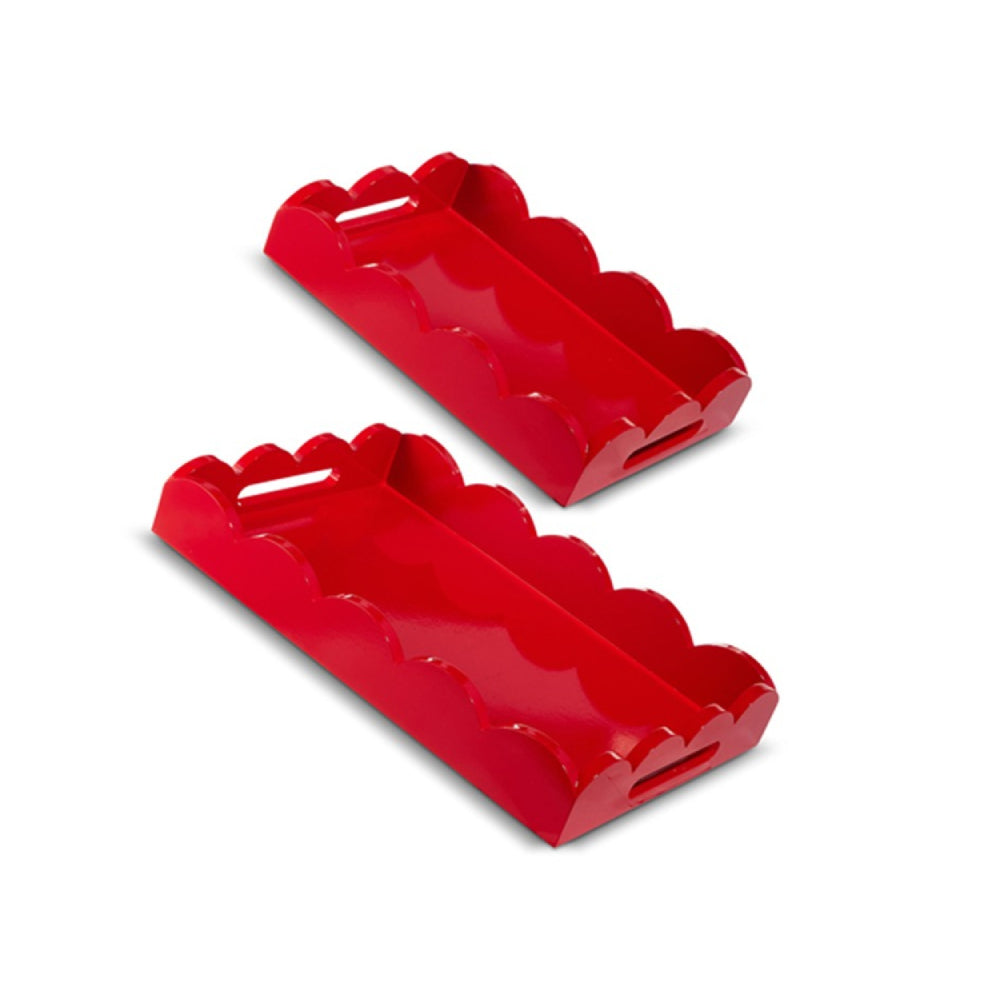 Raz Imports Red Scalloped Trays