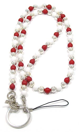 Red And White Beaded Lanyard