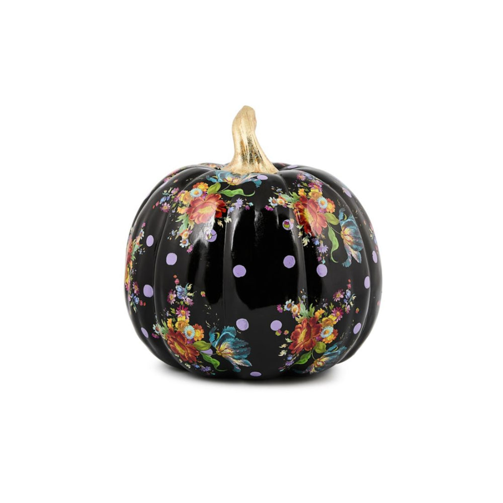 MacKenzie-Childs Black Flower Market Medium Pumpkin