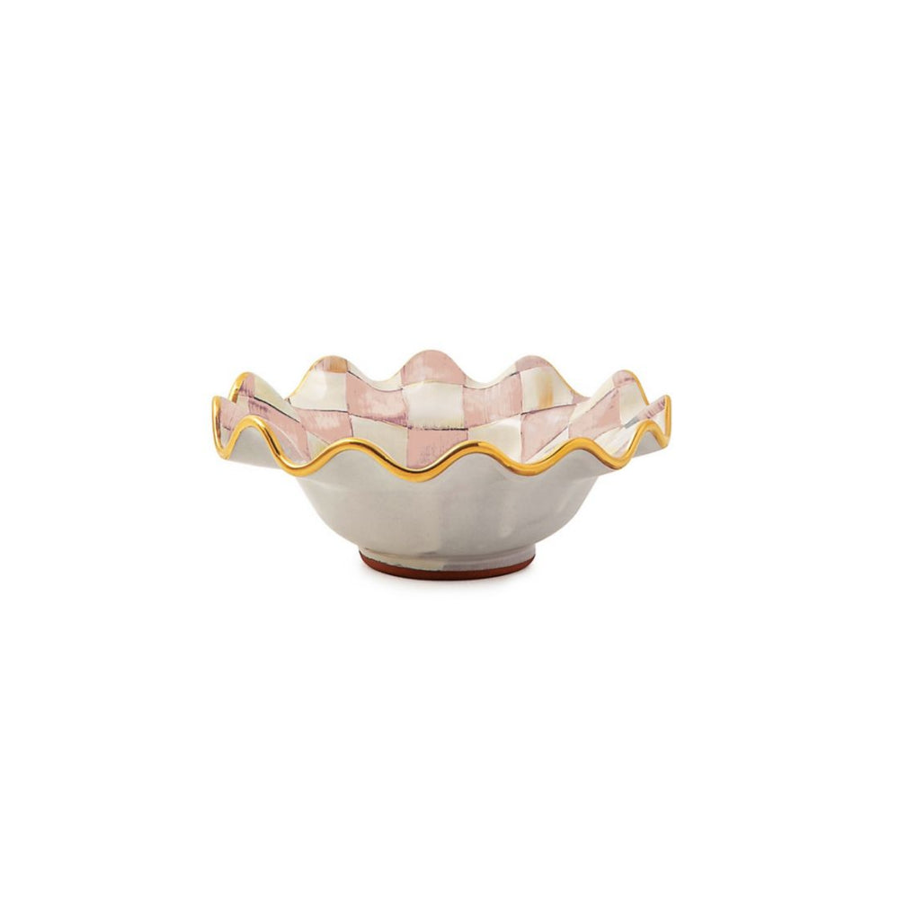 MacKenzie-Childs Rosy Check Ceramic Fluted Breakfast Bowl