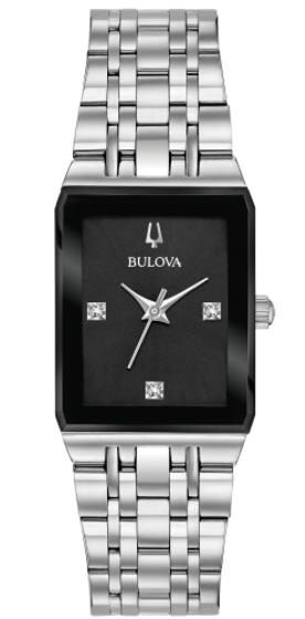 Women's Bulova Quadra Stainless Steel Dressy Diamond Watch 96P202