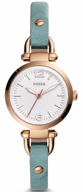 Women's Fossil Georgia Mini Teal Leather Band Watch ES4176