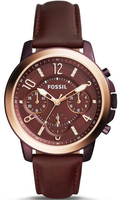 Women's Fossil Gwynn Red Wine Leather Chronograph Watch ES4116