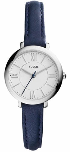 Women's Fossil Jacqueline Blue Leather Strap Watch ES3935