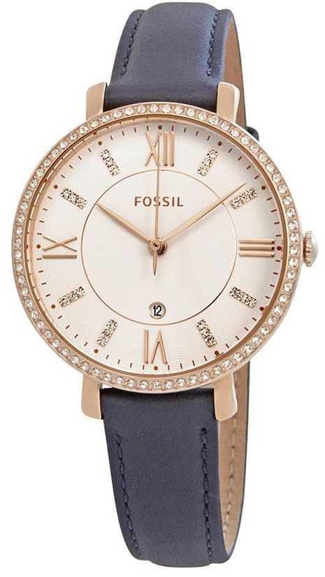 Women's Fossil Jacqueline Crystallzied Blue Leather Watch ES4291