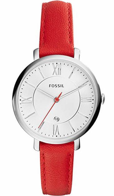 Women's Fossil Jacqueline Red Leather Strap Watch ES3926