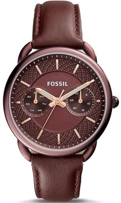 Women's Fossil Tailor Multi Function Red Leather Strap Watch ES4121