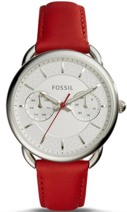 Women's Fossil Tailor Multi Function Red Leather Strap Watch ES4122