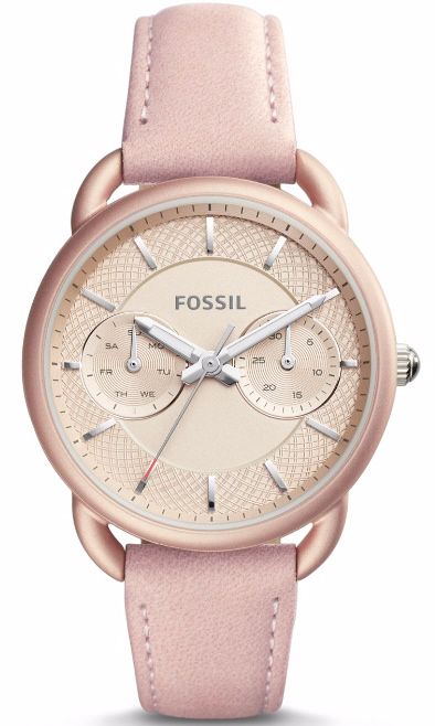 Women's Fossil Tailor Pink Leather Band Watch ES4174