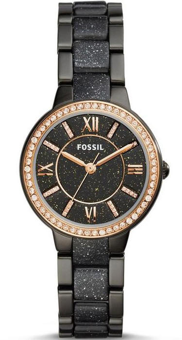 Women's Fossil Virginia Black Acetate Watch ES4118