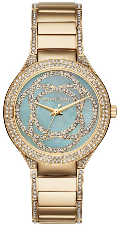 Women's Michael Kors Kerry Gold Tone Steel Link Crystalized Watch MK3481