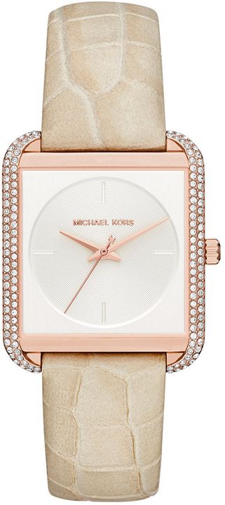 Women's Michael Kors Lake Cream Leather Watch MK2610