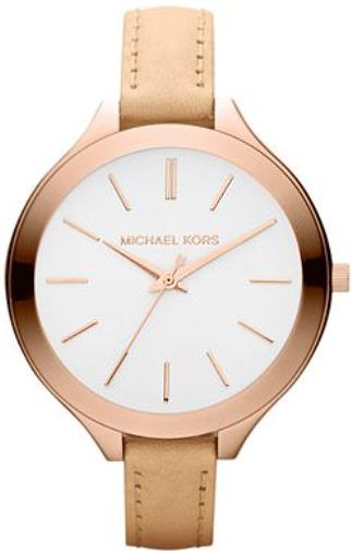 Women's Michael Kors Slim Runway Leather Strap Watch MK2284