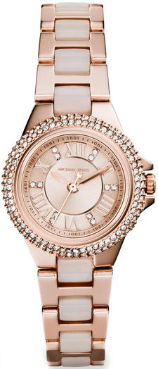 Women's Rose Gold Michael Kors Petite Camille Glitz Watch MK4292