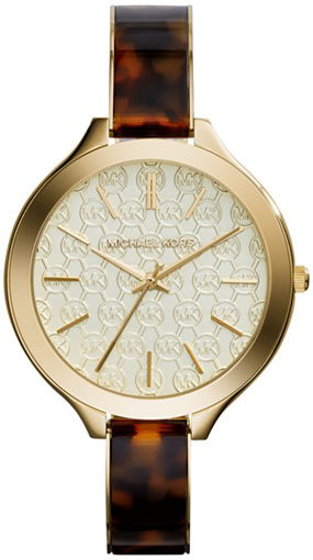 Women's Michael Kors Slim Runway Tortoise Acetate Watch MK4293