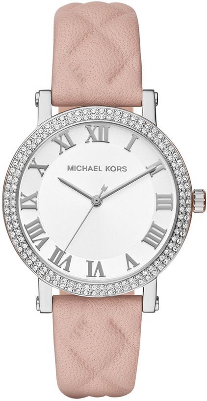 Women's Michael Kors Norie Pink Quilted Leather Strap Watch MK2617