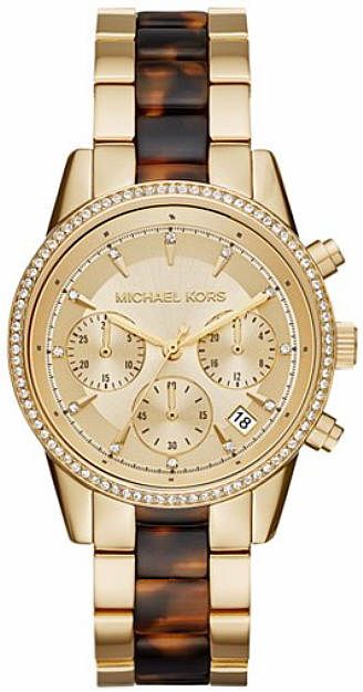 Women's Michael Kors Ritz Tortise Chronograph Crystallized Watch MK6322