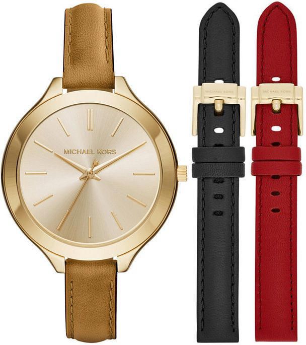 Women's Michael Kors Runway Interchangeable Leather Strap Watch Set MK2606