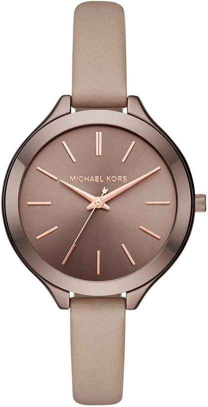 Women's Michael Kors Slim Runway Leather Strap Watch MK2631