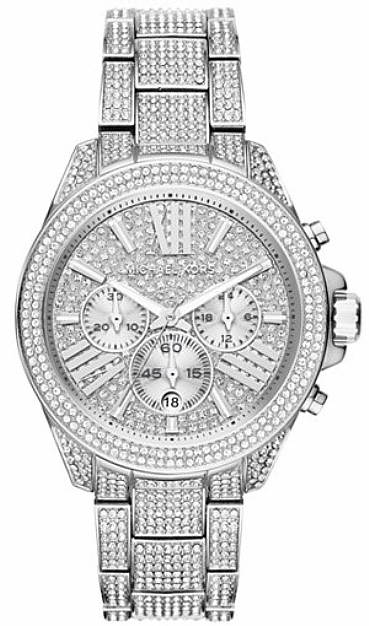Women's Michael Kors Wren Steel Silver Crystalized Chronograph  Watch MK6317