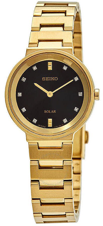 Women's Seiko Solar Stainless Steel Diamond Watch SUP396