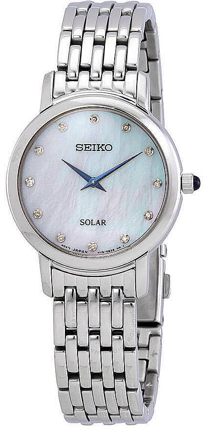 Women's Seiko Solar Stainless Steel Diamond Watch SUP397