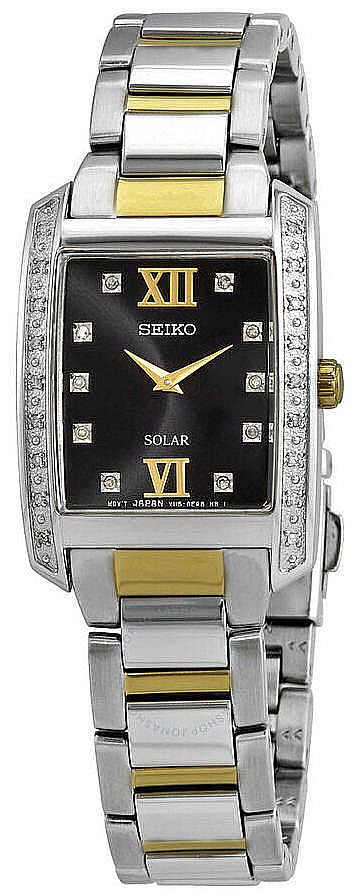 Women's Seiko Solar Stainless Steel Diamond Watch SUP405