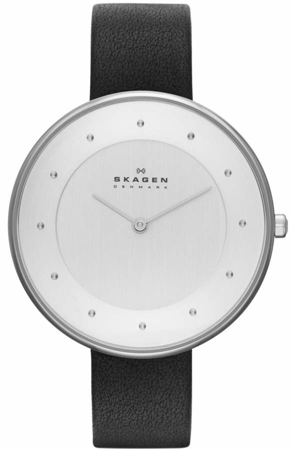 Women's Skagen Gitte Black Leather Strap Watch SKW2232