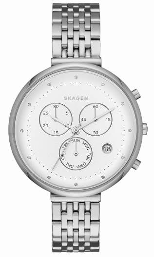 Women's Skagen Gitte Chronograph Steel Link Watch SKW2419