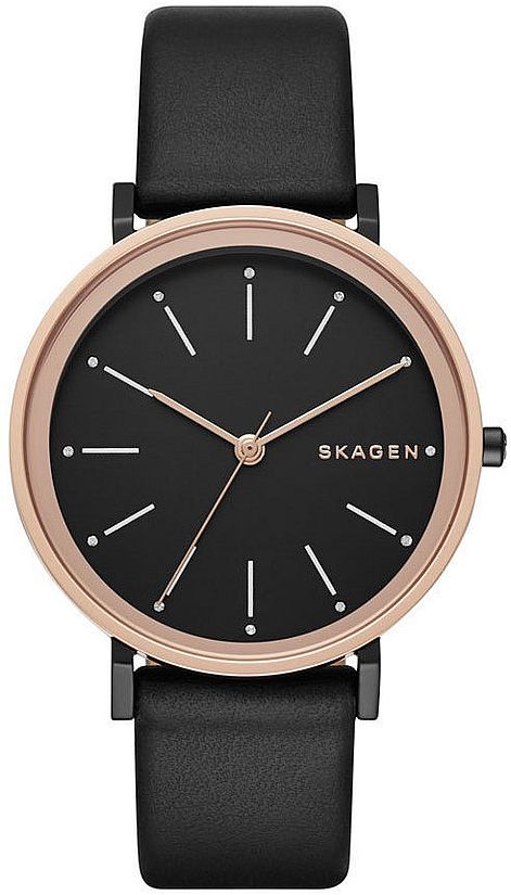 Women's Skagen Hald Black Leather Watch SKW2490