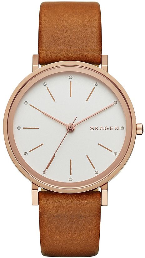 Women's Skagen Hald Brown Leather Strap Watch SKW2488