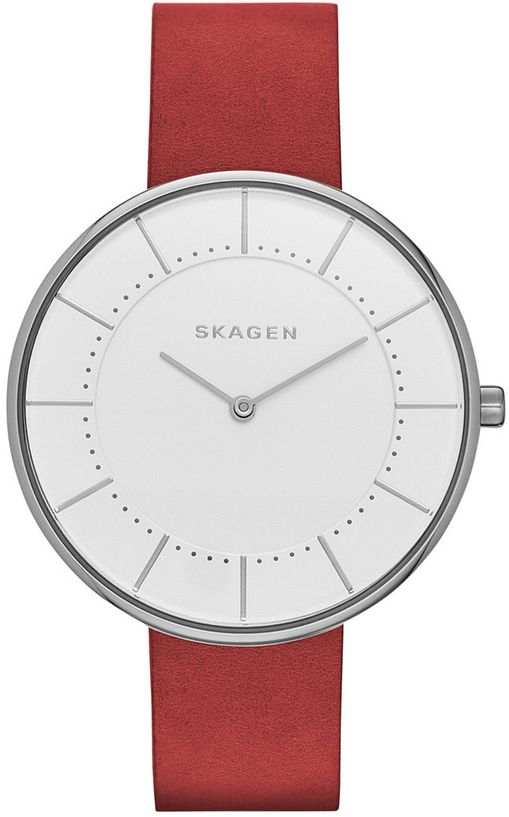 Women's Skagen Red Leather Strap Watch SKW2559