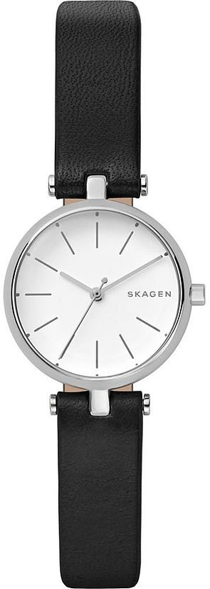 Women's Skagen Signatur Black Leather Strap Watch SKW2639