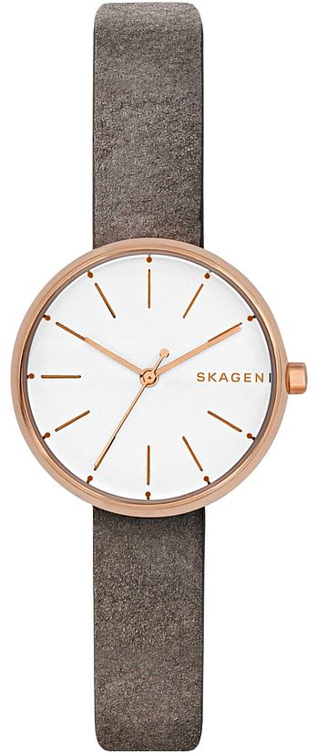 Women's Skagen Signatur Grey Leather Band Watch SKW2644