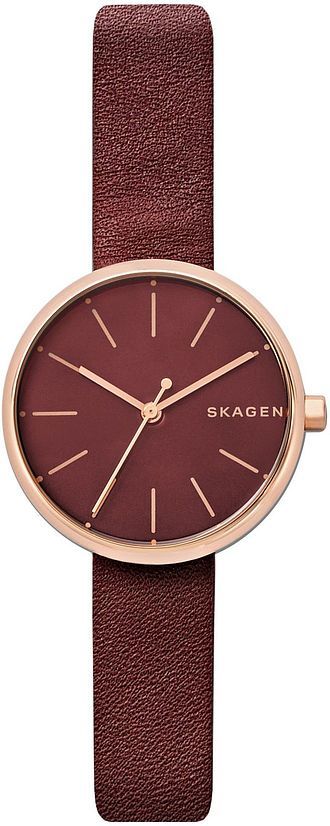 Women's Skagen Signatur Red Leather Band Watch SKW2646