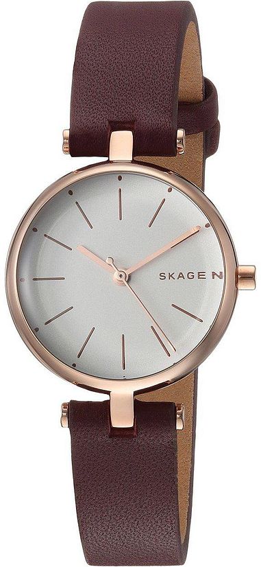 Women's Skagen Signatur Red Leather Strap Watch SKW2641