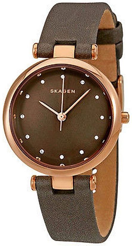 Women's Skagen Tanja Dark Brown Leather Watch SKW2516